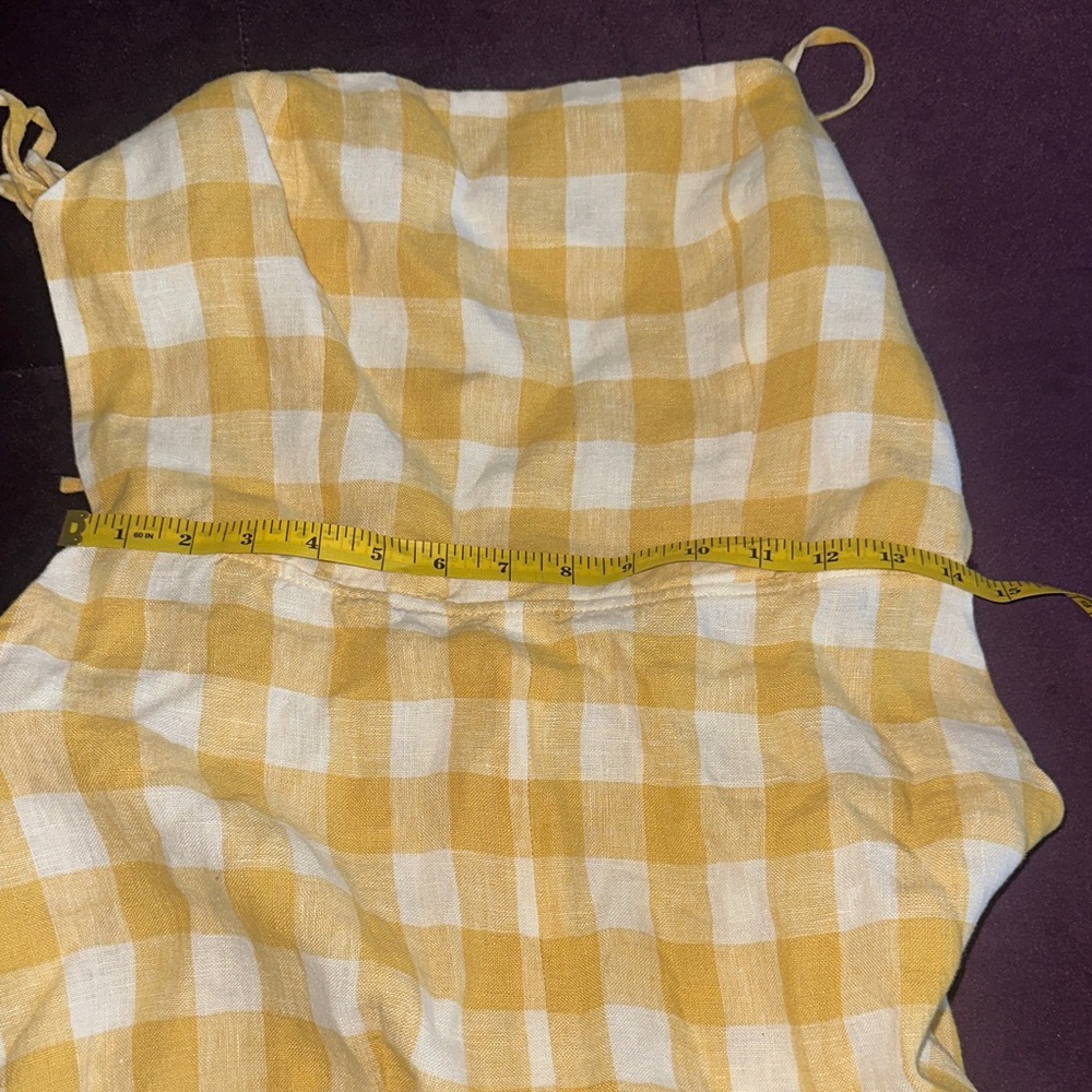 Reformation Butter Yellow Plaid Maxi Dress with Slit and Spaghetti Straps - Picture 7 of 7